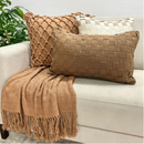 Kit de Capa Almofada Cordão Caramelo Macrame Artesanal Decorativa Algodão Estilo Rustico Carnaval