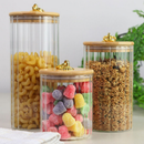 Pote de Vidro com Tampa de Bambu Hermético MODELOS DIVERSOS Porta Temperos Cozinha