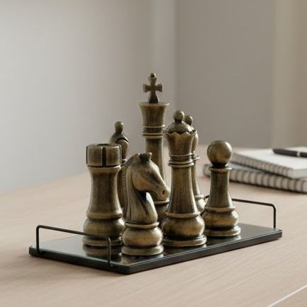 Escultura Decorativa Peças de Xadrez Kit Peças do Xadrez Luxo Escritório Casas Rack