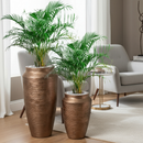 Kit 2 Vasos para plantas Decorativo Egipcio Metalico Prime Luxo Texturizado Moderno